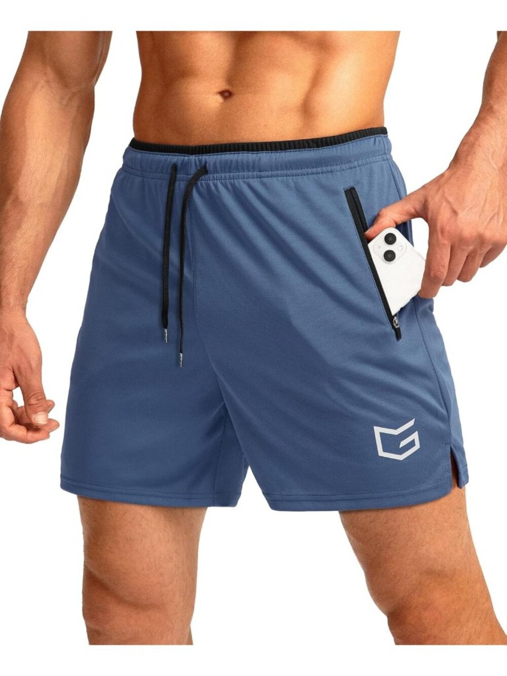 Men's Quick Dry Athletic Workout Shorts with Zipper Pockets, 5" & 7" Lengths